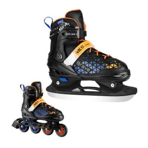 XX NH18190A ŁYŻWOROLKI 4w1 BRAVE NIEBIESKO-POMARAŃCZOWY ROZM. S(29-33) Z WYM. PŁ. HOKEJOWĄ NILS EXTREME